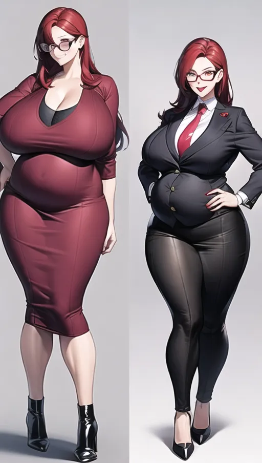 Dark red hair, sexy glasses,Sexy women,
sexy teacher, classroom background ,big boobs,pregnant gigantic belly,fat belly and fat boobs,weight gain, weight gain big belly, gigantic fat belly,fat belly ,huge pumped up belly, nylon Socks, black high heels boots, nude boobs, a huge massive belly 2 times the size of the person, ((before and after weight gain)) ,<lora:dpmg_pov_Big_fat_belly:1> ,
