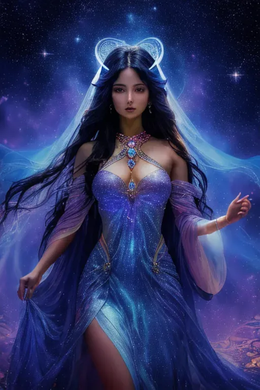A high quality photography photograph shot of a maximum ultra fine detail and ultra maximum high resolution photo shot
Picture a mystical Jinn female spirit, a shimmering embodiment of otherworldly beauty. Her form, though ethereal, holds a human essence that resonates with grace and enigma. Her skin is a canvas of iridescent hues, ranging from pale moonlit blues to opalescent purples, each shade flowing seamlessly into the next. This celestial palette seems to shift with every breath, reflecting the shifting hues of twilight skies. Her eyes, deep pools of liquid starlight, hold an ancient wisdom that spans eons, their gaze both piercing and gentle, as if they can perceive the secrets of the universe.
Her hair, a cascade of luminous strands, dances with the currents of unseen energies. It shimmers with an otherworldly radiance, resembling the luminescent trail of a shooting star. Adorning her lithe form, a diaphanous gown seems woven from the very fabric of dreams. Its fabric moves like a gentle breeze, bearing patterns that echo the constellations, as if the heavens themselves have woven this garment. Her presence is both serene and electric, a harmonious fusion of the mystical and the tangible, as if she bridges the gap between realms.
This Jinn spirit, an epitome of enchantment and allure, embodies the allure of the unseen. With every step she takes, she weaves an aura of wonder and magic, inviting those who glimpse her to peer beyond the veil of reality into the realm of the extraordinary.