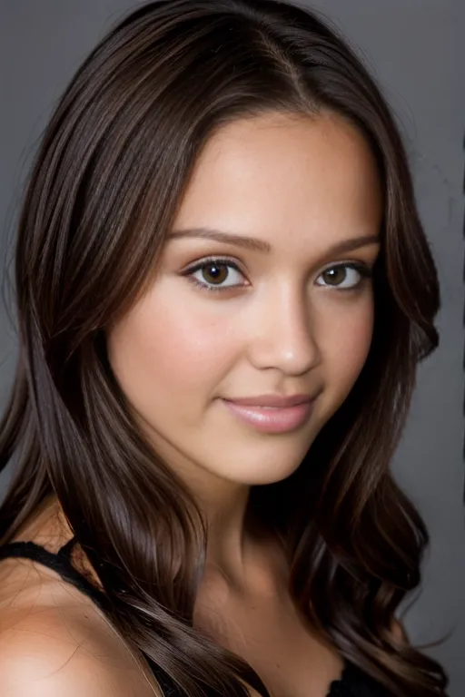 Headshot, a beautiful young preteen model, light brown hair, large eyes, makeup