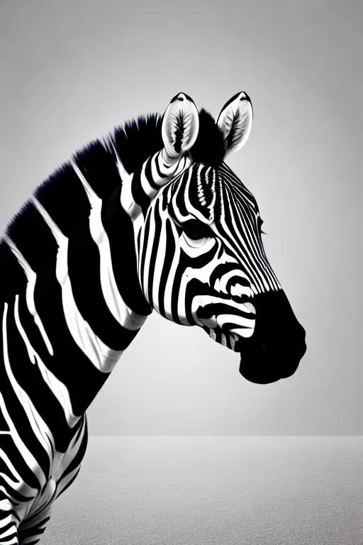 Create a fictional minimalistic pic of an animal that is half Zebra and half a fish