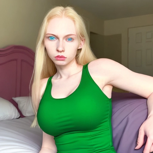18-year-old, 36DD chest. Blond, straight-long hair, bright green eyes. Very pale skin, Strong jaw, high cheekbones. waring sleep pance and tanktop. laying in bed.
40-year-old, 36DD chest. Blond, straight-long hair, bright green eyes. Very pale skin, Strong jaw, high cheekbones dress casually, sitting at the edge of the bed talking to the 18-year-olds.