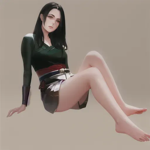 1girl , feudal japan , edo period , night , japanese , highres , short hair, dark hair, black hair, green eyes , almond shaped eyes , thin lips , parted lips, solo, ((masterpiece)),photo referenced::5, pale skin, tenchu, kunoichi, professional, ultra high res, kuugire, stealth, soft feminine facial features, button nose, 25 years old, seductive look, arrogant look, sinister look, detailed face, detailed eyes, dark kimono, feet, foot, toes, toe, underwear, panties,
