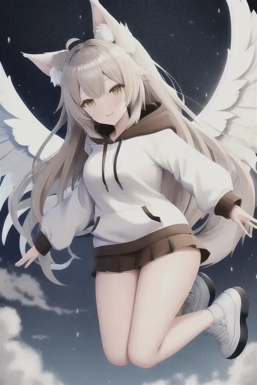 brown and white anime wolf