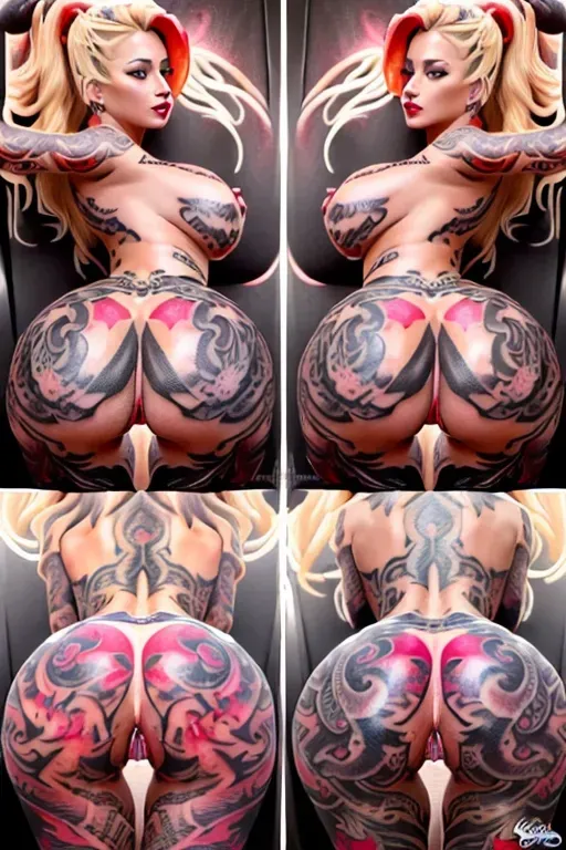 (((A 8k high resolution full body scene))), ((((giant tits)))), ((((huge ass)))), ((((tentacle pit)))), ((((blonde hair)))), ((((detailed ultra gorgeous perfect facelift features)))), ((((ultra detailed features of gorgeous perfect facelift)))), (((beautiful silicone lips))), (((big perfect breast))), ((ultra detailed perfect huge breast features)), ((textured oiled skin)), fairer skin, ((detailed female anatomical features)), ((((detailed tattooed body features)))), ((((Lewd dark-red-tattooed abdomen)))), ((((Lewd tattooed chest)))), ((((Lewd tattooed pussy)))), ((((Lewd tattooed butt)))), ((((Lewd tattooed anus)))), (((ultra-clear wild tattoo))) ((((((detailed butt and anus features)))))), ultra erotic scene, ((((best quality)))), ((((high resolution)))), ((((maximum resolution)))), sharp focus, editorial, aesthetic scene,
