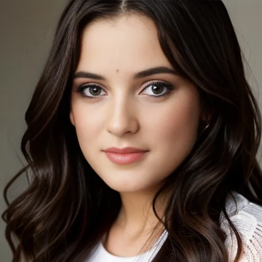 Headshot closeup, stunning cute gorgeous child supermodel, huge eyes, long wavy hair