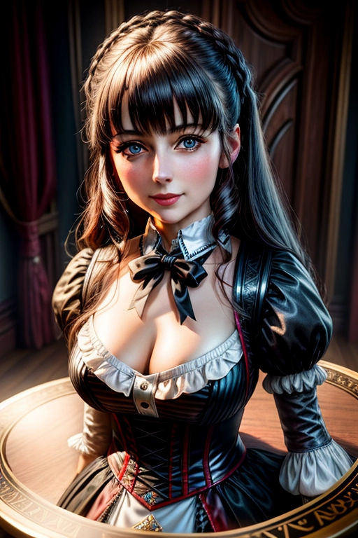 8k photograph of Alice Pleasance Liddell, seductive smile, face portrait, wearing her favorite outfit, highly accurate face and hair, highly detailed background, <lora:dpmg_add_detail:1.0>, masterpiece, expert, insanely detailed, 8k resolution, full-body dynamic pose