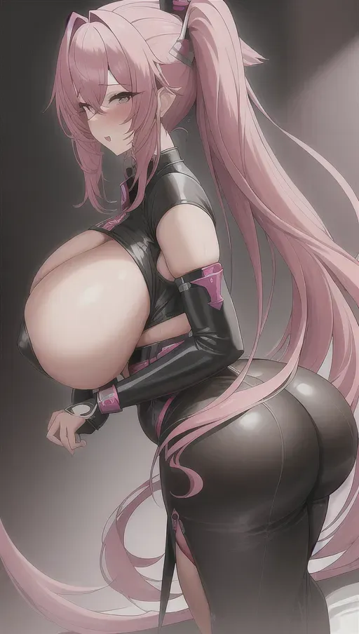 <lora:dpmg_boobjob:1> 1girl, boobjob, masterpiece, best quality, highly detailed, huge ass, big boobs, huge breasts, pink hair, fat ass