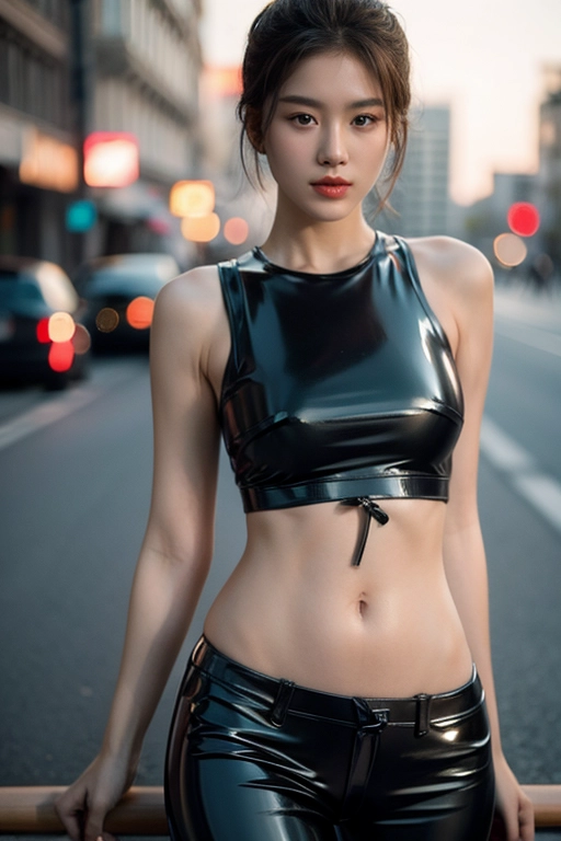 best quality, full length photograph, 8k ultra high res, bokeh, cinematic lighting, nsfw, smooth, soft lines, soft edges, perfect edges, perfect anatomy, beautiful 19 year old Chinese model, very tall slim body, (photorealistic:1.4), (masterpiece:1.4), (best quality:1.4), ultra high res, ((detailed facial features)),
(best quality), (((extremely accurate face))), <lora:dpmg_add_detail:0.7>, (high resolution), dynamic, (((masterpiece))), (uhd), (8k), on a city street, (extreme low rise black latex leggings exposing lace panties:1.4), ((tiniest lace bra top)), (ghost nipples), black high heels, six pack abs, navel, <lora:dpmg_black_see_through:0.5>