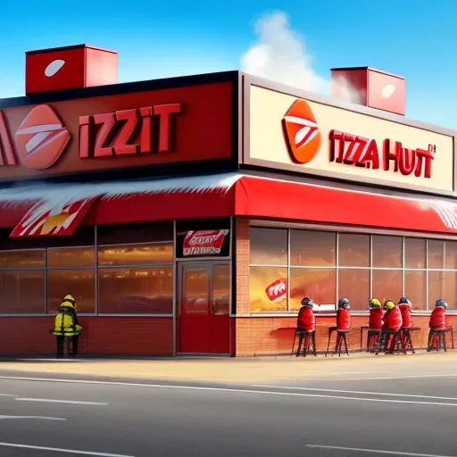 (best quality), Pizza Hut on fire