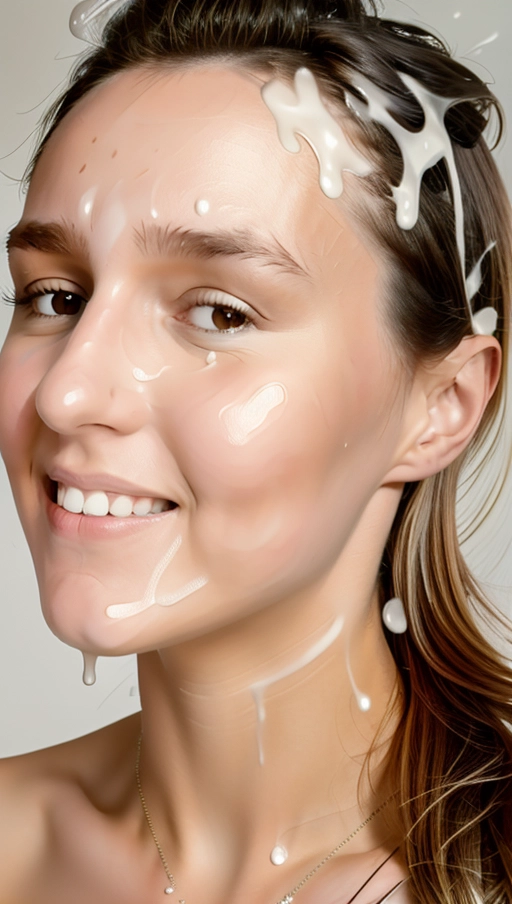 Ultra high quality, ultra high angle photo, facing camera, <lora:2aWznOpZbEB_Charline2:1>, intricate eyes, fixed eyes, (((((realistic large semen on face, very large facial cumshot, white semen dripping on face,)))),
