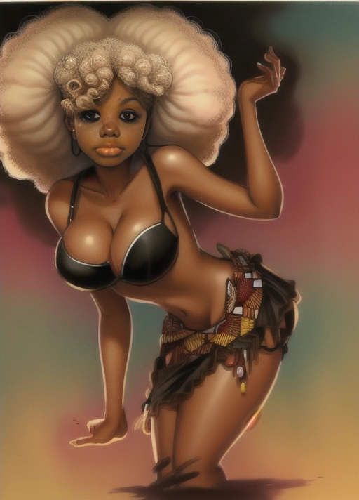 Beautiful african american woman with a large afro