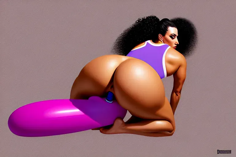 a digital painting of, a girl, riding a dildo, ass focus