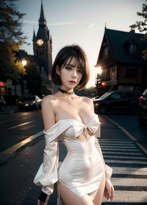 (photograph) of a (((busty vampire girl in an off shoulder dress:1))), black hair, (bob with blunt bangs:1), pale, (red eyes:1), elaborate lace choker, (huge breasts), natural breasts, lip gloss, manicured nails, aroused, flushed cheeks, soft skin, gothic manor, glamour shot, high fashion, stunning, ((breast grab:1)), nipples,
detailed eyes, detailed face, particle effects, bokeh, ray tracing, cinematic, ultra sharp, clean lines, (14k resolution), hyper-realistic, detailed background, HDR, UHD, 64K, Highly detailed, ambient lighting, Professional, Trending on artstation, Unreal engine, Vivid Colors, <lora:dpmg_add_detail:0.7>, <lora:dpmg_shirt_pull:0.4>