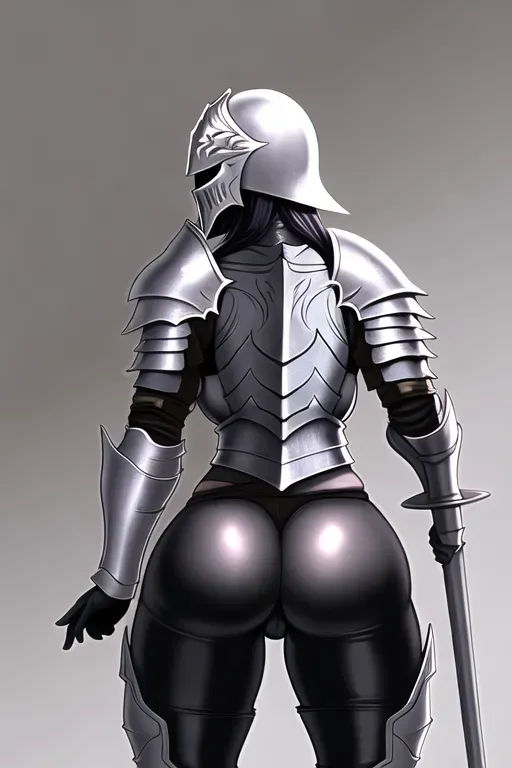 Female, wearing full armor, helmet, tight pants, bulge, bent over, ass expansion, sequence, growth, Darksouls darkmoon knightess, darkmoon knightess,