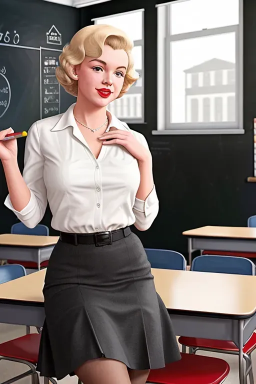 Dopamine Girl Generate A Photorealistic Image Of A 1950s Classroom