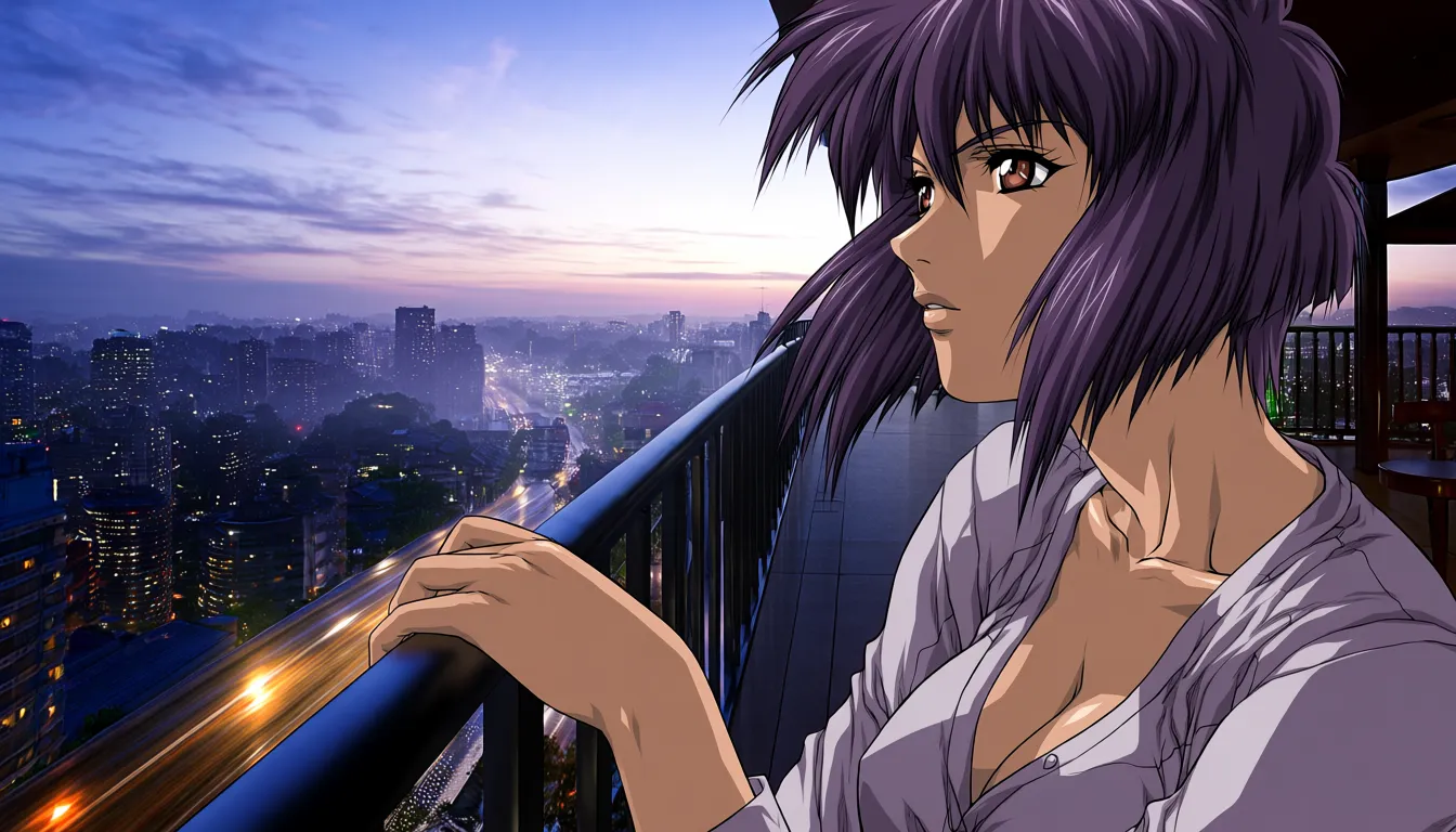 @shirou masamune, @cinematicsoftanime, ource_anime, Ghost in the Shell (1995), score_7, score_8, consistent anatomy, {0.70::(dynamic action) | 0.20::(tranquil moment) | 0.15::(meditative mood) | 0.35 :: (paranoid spy mission)}, blurred background, depth of field, erotic tension, (adult magazine spread):1.8, two pages, hentai,
{frontal | ultra dynamic angle | in three fourths | from below | from behind, looking back | {from behind):0.05 | from above | dutch angle | extra close up | from side | side view | undershot | top view | overhead view}, 1995 anime shot, 8K. cinematic shot, vivid colours, depth of field, HDR, highest quality, expert shading, natural anatomy, realistic body,
masterpiece, best quality, (nsfw):1.6, ${core}, ${action_scene}, ${render}, anime action illustration, clear anatomy, elegant natural detailed hands, anatomically correct, each hand has exactly 5 fingers. The subject performs the stated action. One camera view, one setting, one primary vehicle or prop at most.
PROTAGONIST: Young girl Motoko Kusanagi (Ghost in the Shell), very detailed face, facial features emphasized to create a realistic look,
${outfit}, ${figure}, ${skin_hair}, ${eyes}.
${outfit=!{
cybernetically augmented body, {full body thick armor|sleek matte-black tactical armor|reflective chrome-plated bodysuit with large boob window exposing deep cleavage|matte carbon-fiber combat suit|glossy synthetic-leather bodysuit | bare body with edges of augmentation plates located symmetrically in the body}, covered legs, 0.75:: ({form-fitting armored leggings|segmented plated leggings|smooth compression leggings | 0.05::(very loose cute pajamas over naked body) | 0.05::(expensive lace lingerie with stockings exposing bare body, with perfect nipples and tiny vulva) | 0.05::(shibari-style cables on naked body, sagging breasts with perfect nipples, small trimmed patch of dark-violet pubic hair and tiny vulva) | 0.05::(transparent sheer gauze nightgown exposing naked body, contours of breasts with perfect nipples and dark-violet patch of pubic hair) | 0.05::(light petticoat with frills exposing contours of her bare body, with sagging breasts with perfect nipples and tiny vulva) | 0.05::(tactical tight corsette with deep cleavage and open bare hips) | 0.05::(fully naked body with sagging medium breasts, perfect nipples, hairless virgin vulva, thick dog collar on her neck connected to handcuffs and ankle cuffs by strong chains)})
}},
${figure=!{super feminine fit body with long legs, thin waist and wide hips, emphasizing body shape}},
${skin_hair=!{porcelain skin, fair skin, {dark purple | deep violet | charcoal-purple | dark black } bobbed hair {(around her face):0.85 | (floating in the air):0.15 | (blown by strong wind): 0.10 }},
${eyes=!{expressive light purple regular-looking eyes, very detailed face with expert shading}},
###
masterpiece, nsfw,
${core}, ${world}, ${finish}, anime action illustration, clear anatomy, natural hands. The protagonist performs the stated action and is physically connected to the specified vehicle, item or object. One continuous scene and one camera view.
###
${core=!{1girl, adult, solo, full body, action in progress}},
${finish=!{
0.75::clear readable action, simple controlled background, strong subject-environment interaction
|0.25::{1-2$$subtle motion blur|light environmental particles|clear directional lighting}
}},
${world=!{
0.85::sprinting across a rain-soaked rooftop between neon-lit skyscrapers, one hand steadying against a satellite dish, thermoptic-camouflage shimmer at the edges, blue-hour cyberpunk skyline
|0.85::seated in the passenger cabin of one autonomous think-tank vehicle, both hands resting on a data terminal, driving through an elevated highway above a dense megacity, overcast afternoon
|0.80::crouched behind one ventilation unit on a corporate tower rooftop, one hand against the cold metal, tracking a target through the haze below, dusk neon glow
|0.80::wading through knee-deep water in a flooded underground server vault, one hand trailing along a cable conduit, flickering emergency lights, tense blue shadows
|0.75::climbing a maintenance ladder inside a colossal offshore data-fortress, one hand gripping a rung, distant tanker lights on the horizon, cold gray dawn
|0.75::interfacing with an exposed neural jack panel in a derelict factory, one hand steadying the cable, sparks drifting in still air, industrial twilight
|0.70::standing at the edge of a shattered glass skywalk after an explosion, one hand bracing against a twisted railing, smoke curling upward, harsh afternoon sun
|0.70::running with all speed, pursuing a fleeing cyborg informant through a crowded night market alley, one arm extended forward, lantern light and steam from food stalls, warm humid evening
|0.65::infiltrating a corporate server room through a narrow ceiling duct, both hands gripping the frame, cold cyan terminal glow below, silent tension
|0.60::confronting a hacked puppet operative in an abandoned subway tunnel, one hand raised in a defensive stance, flickering fluorescent tubes, damp concrete
|0.55::descending through misty harbor fog on a patrol boat, one hand on the boat's railing, distant tanker horns, pale blue morning light
|0.30::sitting cross-legged on a tatami floor in a small vintage-futuristic apartment, one hand cradling a warm ceramic cup, holographic display glowing softly beside an old wooden shelf, quiet evening lamplight
|0.28::diving slowly toward the sunken ruins at the bottom of a city lake, one hand reaching toward a submerged neon sign, sunlight fracturing into caustic ripples above, serene silence
|0.25::standing on a quiet apartment balcony overlooking a rain-washed megacity at dawn, one hand resting on the railing, soft gray morning light, distant hum of traffic below
|0.22::seated at a narrow counter inside a packed izakaya, one hand around a small ceramic cup, steam rising from grilled skewers, warm lantern light, quiet chatter around her
|0.20::walking through a narrow candlelit shrine alley between tall apartment blocks, one hand brushing a paper lantern, soft rain, reflective wet stone path
|0.18::resting on a rooftop garden ledge above the city at night, one hand holding a small potted plant, distant skyline lights blurred in humid air, calm stillness
|0.15::browsing a cluttered secondhand cybernetics shop, one hand examining an old mechanical arm on a shelf, dusty warm lamplight, quiet late afternoon
|0.85::running along the top of an elevated monorail track through a dense neon district, one hand skimming a passing cable line, thermoptic shimmer trailing behind, rain-streaked night lights
0.85::breaching through a shattered office window mid-leap toward an adjacent tower, one arm shielding the face, shards of glass suspended in the air, harsh midday sun
0.80::standing motionless on a rooftop antenna array during a citywide surveillance sweep, one hand pressed to a temple-mounted receiver, distant drones sweeping searchlights, deep blue dusk
0.80::wading through a submerged data-archive chamber, one hand brushing a drowned server rack, murky green light filtering from cracked skylights above, eerie silence
0.75::gripping the outer hull of a moving armored transport truck, boots braced against a raised seam, wind tearing at a long coat, dusty highway overpass at dawn
0.75::kneeling beside a fallen tachikoma-like spider tank, one hand resting on its cracked optical sensor, sparks fading, smoke drifting across a rubble-strewn street
0.70::slipping through a maintenance grate into a flooded sewer tunnel beneath the city, one hand trailing along the curved wall, dim emergency lighting reflected in the water
0.70::perched on a crane arm high above a shipping yard, one hand steadying against the cable, cargo containers stacked below, cold industrial sunrise
0.65::interrogating a captured cyberbrain-hacked puppet in a bare concrete holding cell, one hand hovering near the informant's neck jack, single hanging bulb, oppressive stillness
0.65::sprinting through a driving rainstorm across a rooftop helipad as a transport VTOL lifts off, one arm raised against the wind, blinding runway lights
0.60::climbing through the twisted wreckage of a downed cyborg mech in an abandoned factory floor, one hand gripping an exposed strut, shafts of dusty light through a broken roof
0.60::standing before a wall of humming cooling towers at a black-site data facility, one hand resting on a control railing, low mechanical hum, cold fluorescent light
0.55::riding on the exterior ladder of a moving elevated train through a foggy industrial district, one hand locked around a rail, distant chimneys venting steam
0.50::confronting a rogue AI's holographic avatar projected above a shattered fountain plaza, one hand raised toward the flickering light, abandoned civic square at twilight
0.30::sitting at a low kotatsu table in a small tatami-floored apartment, one hand resting on a worn photograph, a vintage radio playing softly beside a sleek terminal, warm lamplight
0.28::floating motionless at the bottom of a still city reservoir, one hand drifting near a rusted ladder, sunlight fracturing into slow caustic patterns above, profound quiet
0.26::standing at a ferry railing crossing the harbor at dusk, one hand holding a paper cup of tea, gulls circling, soft orange reflections on calm water
0.24::seated on a narrow stool inside a steam-filled ramen stall beneath an overpass, one hand around a chipped bowl, strings of bare bulbs overhead, quiet evening bustle
0.22::walking beneath rows of wet paper lanterns in an old quarter alley, one hand grazing a wooden shopfront, gentle rain, warm scattered light
0.20::tending a small rooftop herb garden at sunrise, one hand cupping a leaf, the sprawling megacity waking up in soft haze below
0.18::browsing shelves of obsolete mechanical parts in a quiet back-alley repair shop, one hand turning over an old actuator, dusty afternoon light through a grimy window
0.15::resting against a temple gate at the city's edge, one hand tracing carved stone, cherry blossoms drifting past in a rare still moment
}}