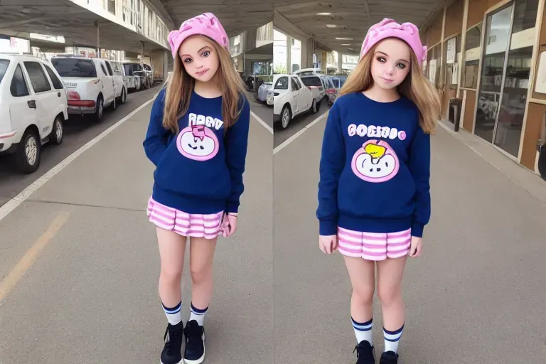 Cute teen girl in childish clothing