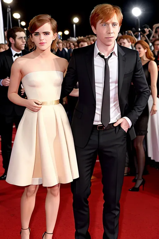 Emma Watson getting fucked while standing by ron weasley, a red carpet event, 4k,detailed, photograph, hd