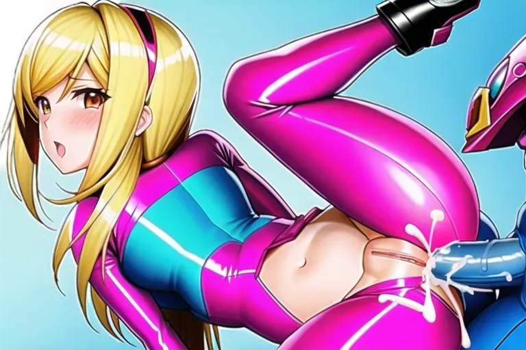 samus, pink suit, raped, anal, cum covered