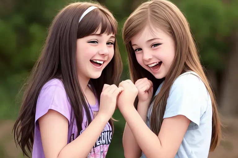 Cute teen girls giggling