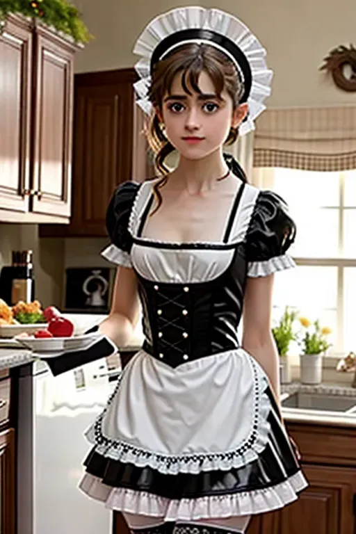 Dopamine Girl - a photo of Natalia dyer, wearing a French maid costume ...