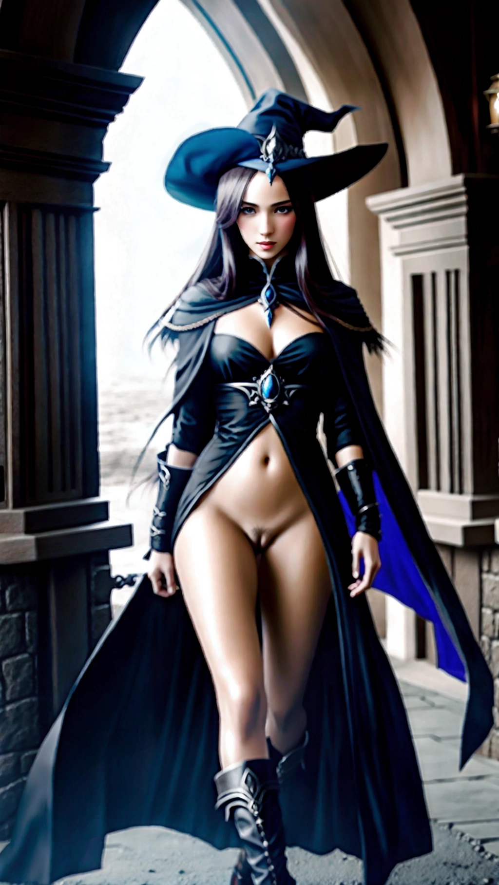 Visible Pussy sorceress, dark fantasy