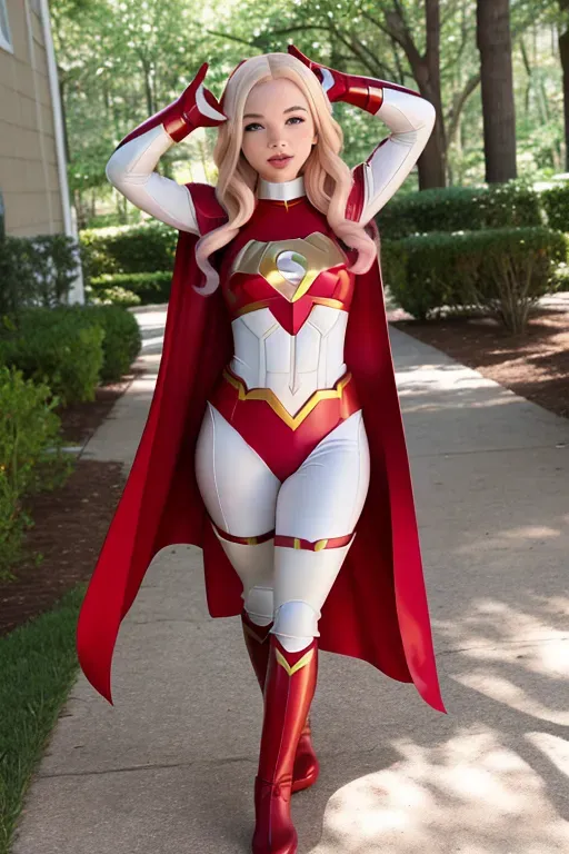 nude,((dove cameron)), ((superhero cosplay)), red hair