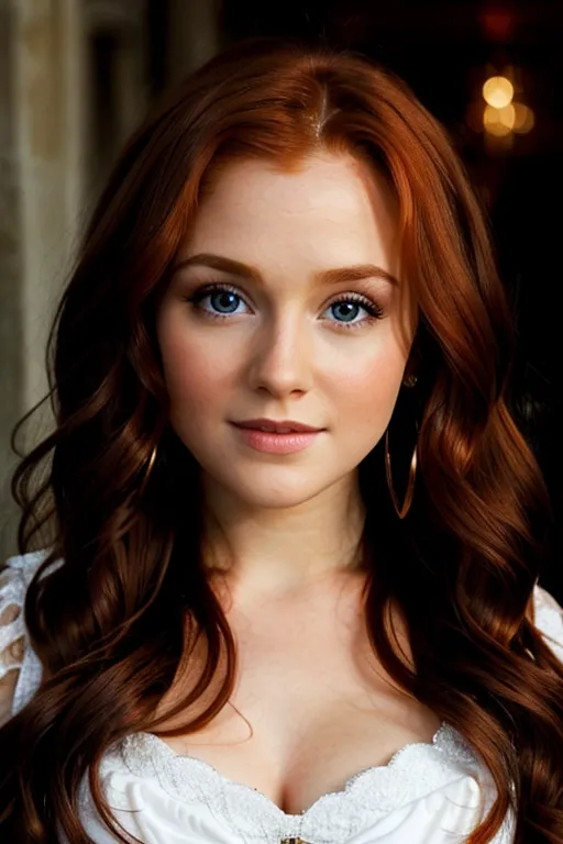 Headshot, A cute beautiful gorgeous stunning ginger Irish redhead preteen actress, long wavy hair, large emotional widest wide-set innocent (((huge round eyes))), elf
