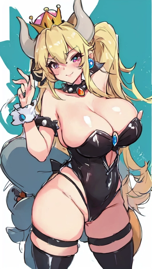 (((Curvy Bowsette from Super Mario Bros.))), (((Huge boobs))), (((huge penis))), (((futanari))), (((futa))), (((gigantic penis)))