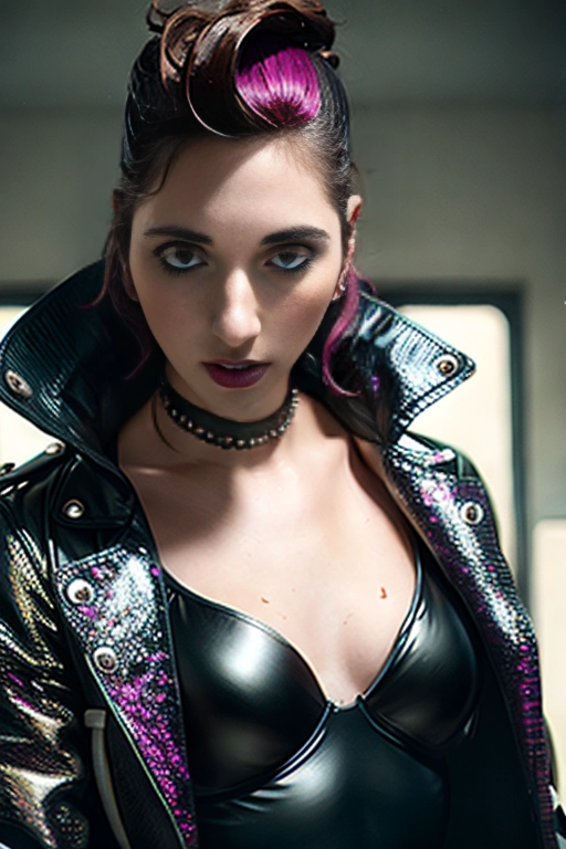 female, <lora:PN7xrGpnVMg_Caitlin:0.9>, (Hypnotized), (photo realistic:1.37), (magazine photoshoot), glistening skin, fair skin, pale skin, (detailed skin texture, goosebumps), (((auburn pompadour hair))), ((perfect lips)), (((perfect teeth))),
(((Cyberpunk, Blade Runner))), ((wearing clear trench coat, see through)), (big open mouth), ((Cyberpunk 2077 facial makeup, facial circuitry)), (((cybernetics))), <lora:dpmg_skirt_tug:1>
realistic colors,
natural lighting,
(best quality), <lora:dpmg_add_detail:0.3>, beautiful,(high resolution), (((masterpiece))), (uhd), (8k),