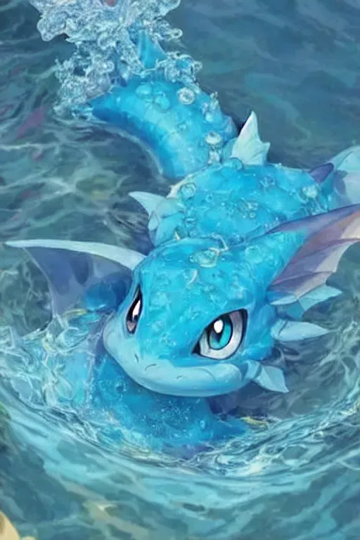 a high detail photo of the pokemon Vaporeon inside of some water