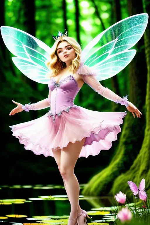 Dopamine Girl Chloe Grace Moretz As A Fairy Accurate Face Detailed Eyes Detailed Mouth