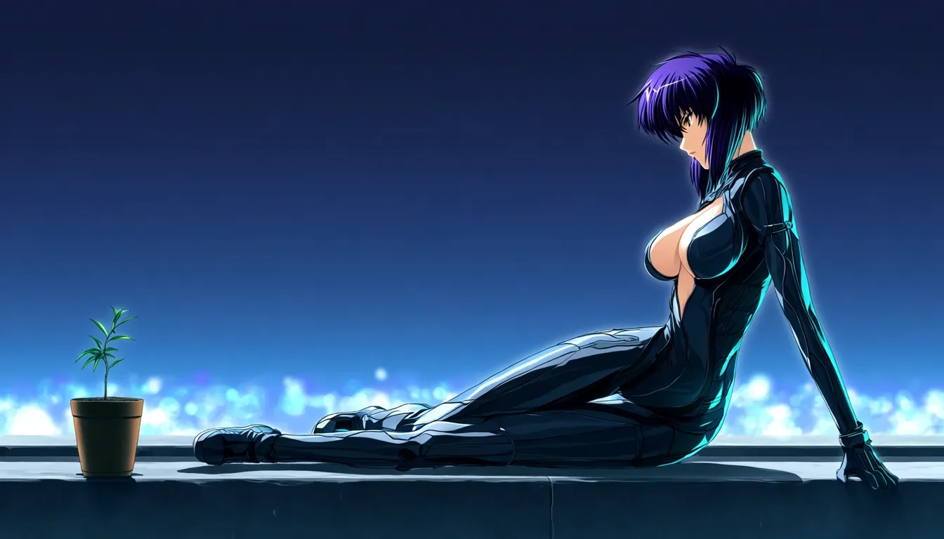 ${artist_mix}, source_anime, Ghost in the Shell (1995), score_7, score_8, consistent anatomy,
${artist_mix=!{
{2-4$$
@yoshitaka_amano:{1.6|1.4|1.2|1.0}
|@katsuhiro_otomo:{1.5|1.3|1.1|0.9}
|@kentaro_miura:{1.5|1.3|1.1|0.9}
|@hirohiko_araki:{1.4|1.2|1.0|0.8}
|@yoji_shinkawa:{1.4|1.2|1.0|0.8}
|@akihiko_yoshida:{1.4|1.2|1.0|0.8}
|@range_murata:{1.3|1.1|0.9|0.7}
|@yusuke_murata:{1.3|1.1|0.9|0.7}
|@moebius:{1.3|1.1|0.9|0.7}
|@tetsuya_nomura:{1.3|1.1|0.9|0.7}
|@redjuice:{1.2|1.0|0.8|0.6}
|@hyung-tae_kim:{1.2|1.0|0.8|0.6}
|@yusuke_kozaki:{1.2|1.0|0.8|0.6}
|@tony_taka:{1.2|1.0|0.8|0.6}
|@junji_ito:{1.1|0.9|0.7|0.5}
|@takeshi_obata:{1.1|0.9|0.7|0.5}
|@makoto_shinkai:{1.1|0.9|0.7|0.5}
|@nixeu:{1.1|0.9|0.7|0.5}
}
}},
###
{0.70::(dynamic action) | 0.20::(tranquil moment) | 0.15::(meditative mood) | 0.35 :: (paranoid spy mission)}, blurred background, depth of field, crisp image, sharp outlines, {(hentai, doujinshi, pornographic, not safe for work, naked body, bare, intimate parts exposed, sexy, erotic, obscene)::0.07 | (safe for work, body covered, decent, safe, clothes)::0.93},
{frontal | ultra dynamic angle | in three fourths | from below | from behind, looking back | {from behind):0.05 | from above | dutch angle | extra close up | from side | side view | undershot | top view | overhead view}, 1995 anime shot, 8K. cinematic shot, vivid colours, depth of field, HDR, highest quality, expert shading, natural anatomy, realistic body,
masterpiece, best quality, (nsfw):1.6, ${core}, ${action_scene}, ${render}, anime action illustration, clear anatomy, elegant natural detailed hands, anatomically correct, each hand has exactly 5 fingers. The subject performs the stated action. One camera view, one setting, one primary vehicle or prop at most.
PROTAGONIST: Young girl Motoko Kusanagi (Ghost in the Shell), very detailed face, facial features emphasized to create a realistic look,
${outfit}, ${figure}, ${skin_hair}, ${eyes}.
${outfit=!{
cybernetically augmented body, {full body thick armor|sleek matte-black tactical armor|reflective chrome-plated bodysuit with large boob window exposing deep cleavage|matte carbon-fiber combat suit|glossy synthetic-leather bodysuit | bare body with edges of augmentation plates located symmetrically in the body}, covered legs, 0.75:: ({form-fitting armored leggings|segmented plated leggings|smooth compression leggings | 0.05::(very loose cute pajamas over naked body) | 0.05::(expensive lace lingerie with stockings exposing bare body, with perfect nipples and tiny vulva) | 0.05::(shibari-style cables on naked body, sagging breasts with perfect nipples, small trimmed patch of dark-violet pubic hair and tiny vulva) | 0.05::(transparent sheer gauze nightgown exposing naked body, contours of breasts with perfect nipples and dark-violet patch of pubic hair) | 0.05::(light petticoat with frills exposing contours of her bare body, with sagging breasts with perfect nipples and tiny vulva) | 0.05::(tactical tight corsette with deep cleavage and open bare hips) | 0.05::(fully naked body with sagging medium breasts, perfect nipples, hairless virgin vulva, thick dog collar on her neck connected to handcuffs and ankle cuffs by strong chains)})
}},
${figure=!{super feminine fit body with long legs, thin waist and wide hips, emphasizing body shape}},
${skin_hair=!{porcelain skin, fair skin, {dark purple | deep violet | charcoal-purple | dark black } bobbed hair {(around her face):0.85 | (floating in the air):0.15 | (blown by strong wind): 0.10 }},
${eyes=!{expressive light purple regular-looking eyes, very detailed face with expert shading}},
###
masterpiece, nsfw,
${core}, ${world}, ${finish}, anime action illustration, clear anatomy, natural hands. The protagonist performs the stated action and is physically connected to the specified vehicle, item or object. One continuous scene and one camera view.
###
${core=!{1girl, adult, solo, full body, action in progress}},
${finish=!{
0.75::clear readable action, simple controlled background, strong subject-environment interaction
|0.25::{1-2$$subtle motion blur|light environmental particles|clear directional lighting}
}},
###
${world=!{
0.85::sprinting across a rain-soaked rooftop between neon-lit skyscrapers, one hand steadying against a satellite dish, thermoptic-camouflage shimmer at the edges, blue-hour cyberpunk skyline
|0.85::seated in the passenger cabin of one autonomous think-tank vehicle, both hands resting on a data terminal, driving through an elevated highway above a dense megacity, overcast afternoon
|0.80::crouched behind one ventilation unit on a corporate tower rooftop, one hand against the cold metal, tracking a target through the haze below, dusk neon glow
|0.80::wading through knee-deep water in a flooded underground server vault, one hand trailing along a cable conduit, flickering emergency lights, tense blue shadows
|0.75::climbing a maintenance ladder inside a colossal offshore data-fortress, one hand gripping a rung, distant tanker lights on the horizon, cold gray dawn
|0.75::interfacing with an exposed neural jack panel in a derelict factory, one hand steadying the cable, sparks drifting in still air, industrial twilight
|0.70::standing at the edge of a shattered glass skywalk after an explosion, one hand bracing against a twisted railing, smoke curling upward, harsh afternoon sun
|0.70::running with all speed, pursuing a fleeing cyborg informant through a crowded night market alley, one arm extended forward, lantern light and steam from food stalls, warm humid evening
|0.65::infiltrating a corporate server room through a narrow ceiling duct, both hands gripping the frame, cold cyan terminal glow below, silent tension
|0.60::confronting a hacked puppet operative in an abandoned subway tunnel, one hand raised in a defensive stance, flickering fluorescent tubes, damp concrete
|0.55::descending through misty harbor fog on a patrol boat, one hand on the boat's railing, distant tanker horns, pale blue morning light
|0.30::sitting cross-legged on a tatami floor in a small vintage-futuristic apartment, one hand cradling a warm ceramic cup, holographic display glowing softly beside an old wooden shelf, quiet evening lamplight
|0.28::diving slowly toward the sunken ruins at the bottom of a city lake, one hand reaching toward a submerged neon sign, sunlight fracturing into caustic ripples above, serene silence
|0.25::standing on a quiet apartment balcony overlooking a rain-washed megacity at dawn, one hand resting on the railing, soft gray morning light, distant hum of traffic below
|0.22::seated at a narrow counter inside a packed izakaya, one hand around a small ceramic cup, steam rising from grilled skewers, warm lantern light, quiet chatter around her
|0.20::walking through a narrow candlelit shrine alley between tall apartment blocks, one hand brushing a paper lantern, soft rain, reflective wet stone path
|0.18::resting on a rooftop garden ledge above the city at night, one hand holding a small potted plant, distant skyline lights blurred in humid air, calm stillness
|0.15::browsing a cluttered secondhand cybernetics shop, one hand examining an old mechanical arm on a shelf, dusty warm lamplight, quiet late afternoon
|0.85::running along the top of an elevated monorail track through a dense neon district, one hand skimming a passing cable line, thermoptic shimmer trailing behind, rain-streaked night lights
0.85::breaching through a shattered office window mid-leap toward an adjacent tower, one arm shielding the face, shards of glass suspended in the air, harsh midday sun
0.80::standing motionless on a rooftop antenna array during a citywide surveillance sweep, one hand pressed to a temple-mounted receiver, distant drones sweeping searchlights, deep blue dusk
0.80::wading through a submerged data-archive chamber, one hand brushing a drowned server rack, murky green light filtering from cracked skylights above, eerie silence
0.75::gripping the outer hull of a moving armored transport truck, boots braced against a raised seam, wind tearing at a long coat, dusty highway overpass at dawn
0.75::kneeling beside a fallen tachikoma-like spider tank, one hand resting on its cracked optical sensor, sparks fading, smoke drifting across a rubble-strewn street
0.70::slipping through a maintenance grate into a flooded sewer tunnel beneath the city, one hand trailing along the curved wall, dim emergency lighting reflected in the water
0.70::perched on a crane arm high above a shipping yard, one hand steadying against the cable, cargo containers stacked below, cold industrial sunrise
0.65::interrogating a captured cyberbrain-hacked puppet in a bare concrete holding cell, one hand hovering near the informant's neck jack, single hanging bulb, oppressive stillness
0.65::sprinting through a driving rainstorm across a rooftop helipad as a transport VTOL lifts off, one arm raised against the wind, blinding runway lights
0.60::climbing through the twisted wreckage of a downed cyborg mech in an abandoned factory floor, one hand gripping an exposed strut, shafts of dusty light through a broken roof
0.60::standing before a wall of humming cooling towers at a black-site data facility, one hand resting on a control railing, low mechanical hum, cold fluorescent light
0.55::riding on the exterior ladder of a moving elevated train through a foggy industrial district, one hand locked around a rail, distant chimneys venting steam
0.50::confronting a rogue AI's holographic avatar projected above a shattered fountain plaza, one hand raised toward the flickering light, abandoned civic square at twilight
0.30::sitting at a low kotatsu table in a small tatami-floored apartment, one hand resting on a worn photograph, a vintage radio playing softly beside a sleek terminal, warm lamplight
0.28::floating motionless at the bottom of a still city reservoir, one hand drifting near a rusted ladder, sunlight fracturing into slow caustic patterns above, profound quiet
0.26::standing at a ferry railing crossing the harbor at dusk, one hand holding a paper cup of tea, gulls circling, soft orange reflections on calm water
0.24::seated on a narrow stool inside a steam-filled ramen stall beneath an overpass, one hand around a chipped bowl, strings of bare bulbs overhead, quiet evening bustle
0.22::walking beneath rows of wet paper lanterns in an old quarter alley, one hand grazing a wooden shopfront, gentle rain, warm scattered light
0.20::tending a small rooftop herb garden at sunrise, one hand cupping a leaf, the sprawling megacity waking up in soft haze below
0.18::browsing shelves of obsolete mechanical parts in a quiet back-alley repair shop, one hand turning over an old actuator, dusty afternoon light through a grimy window
0.15::resting against a temple gate at the city's edge, one hand tracing carved stone, cherry blossoms drifting past in a rare still moment
}}