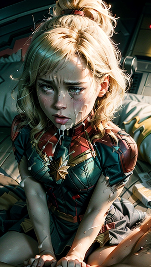 (((actress Brie Larson))), an pornographic portrait of, Brie Larson, ((as a Her character caption marvel)), ((most accurate photo of Brie Larson face)),
(Hypnotized), (photo realistic:1.37), (modern artwork), 1female, (perky tits, fit, athletic), glistening skin, pale skin, ((extremely messy hair in a bob cut
)), ((shocked confused expression on face)), (dark lighting), (((wearing a torn up captain marvel themed ball gown))), perfect tits, legs spread wide, showing pussy, tits out, arched back, ((looking right at the camera)), getting her hair pulled, (((showing her face to viewer))), ( crying tears, sobbing), ((half way undressed, exposing breasts)), (((on her back))), ((<lora:headpat:1>)), ((worst day of her life)), ((blushing)), (being black mailed), pulling her own top down to show the viewer her tits, (((grabbing the viewers arm))), cold nose, ((back pressed into bed)), ((holding mouth wide open for the viewer)), (((a man reaching out and grabbing her by the throat))), dpmg_pov_blowjob_v1, <lora:dpmg_licking:1>,
(((covered in cum))), ((dress ripped and torn)), messy hair, ((cum dripping out of her mouth)), (cum slut), cloths pulled off,
((best quality)), <lora:dpmg_add_detail:0.5>, beautiful,(high resolution), (((masterpiece))), (uhd), (8k), ((sharp focus)), <lora:plVOer6ObyM_epiCRealismHelper:1>