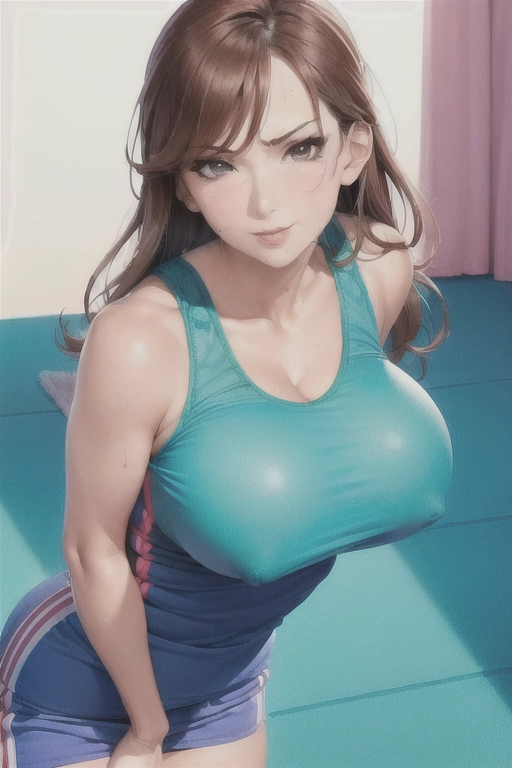 milf, aerobics, (erotic:1.3), (random nice face:1.4), (outfit:1.5), 8k, nice (breasts:1.2),
