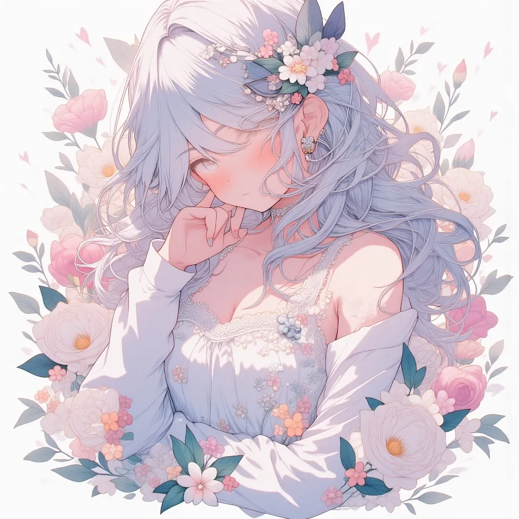 Abstract watercolor anime art of a magical girl surrounded by flowers, 8k, stunning intricate details, by artgerm