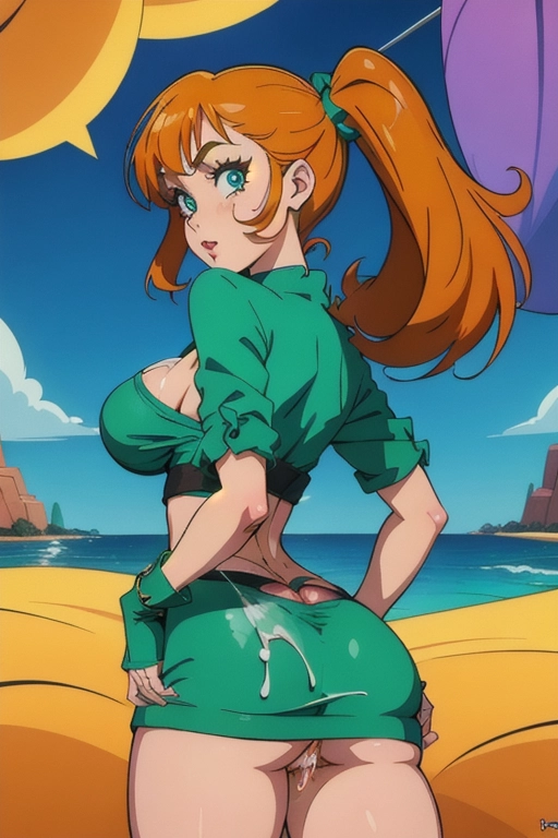 scooby doo girl, photo, ((((fuck my ass:1.1)))), (nice face), (outfit:1.5), 8k, UHD, ((big breasts:1)), ((cum:1.1)),