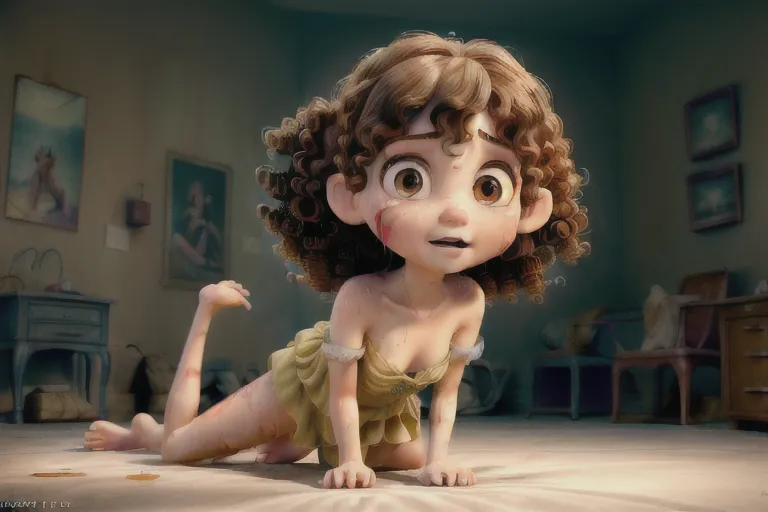 (skinny woman with soft features, (delicate features:1.4), tender, cute, ravashing, pale complexion, lean, (skinny torso, small waist), (gaunt face, big wide round doe eyes, nose piercing, long eyelashes, thick eyelashes,), ((curly hair:1.3), dark brown hair)), (small breasts:1.3),
(wearing torn white sundress, torn, breasts exposed)
exhausted, sweating, (bruised), abused, (tears), beaten,bleeding,bloodied, (humiliated), (knocked out), (sick), (terrified), scratched, (bukkake), (cum on face), (orgasm), creampie, (squirting), (being choked, manual strangulation, strangled by hands),
bed room,
top-down view, lying on her back, laying on the floor, prone, subdued, dpmg_pov_anal_v1, (arms restrained), (hollow), (pov), vaginal,sex, anal sex, big cock, (long cock), hands down, slimy cock, closeup,
<lora:dpmg_add_detail:1.0>, (best quality),
beautiful, (((masterpiece))),(high resolution), (uhd), (8k)