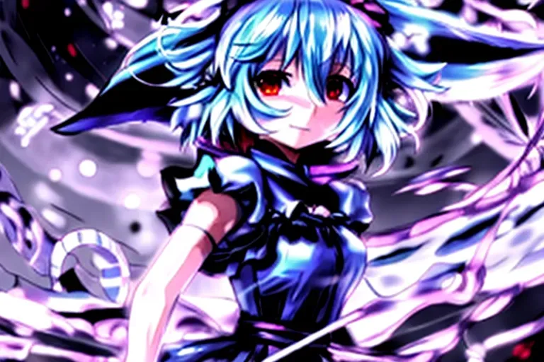 Touhou, cirno, in the art style tsutomu nihei, blowjob
