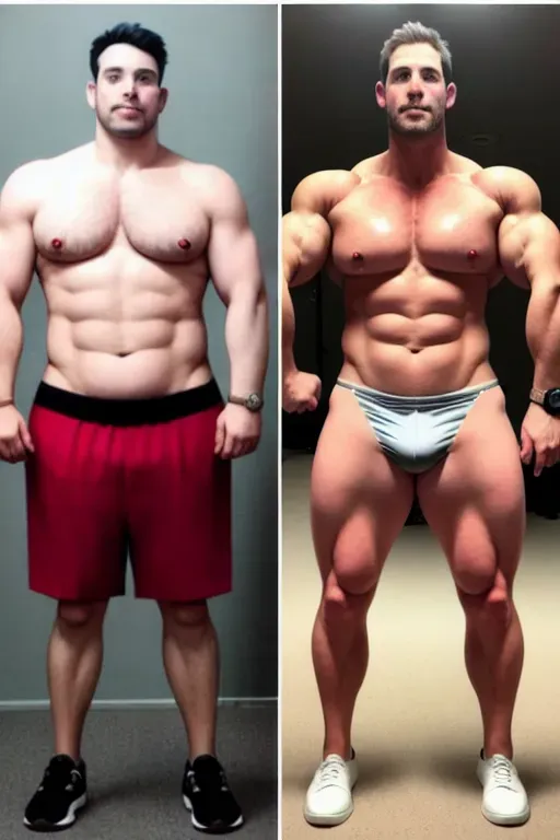 Weight gain progress photos, wearing the same clothes in each photo