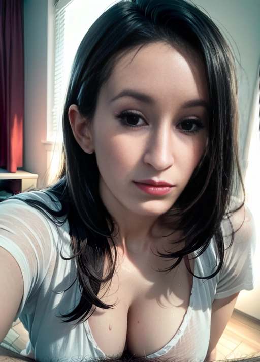 establishing shot, loose white t-shirt and hot pants jeans, skinny, 25yo, eurasian woman, (hyper-realistic face:1.3), 32k uhd --ar 9:16 --stylize 750 --v 6, realistic,((((solo)))), nudity, long straight black hair, (small breasts:1), breasts focus, wet skin, lips, perfect-hard-nipples, solo_focus, eye-contact, lifted white t-shirt, uncensored, ((torn white t-shirt)),
background bed room, sweaty, (((exhausted))),uncensored,
<lora:dpmg_add_detail:0.5>, (best quality),
beautiful, (((masterpiece))),(high resolution), (uhd), (8k)
(( intricate eyes features, blue eyes, eyes fixed)), perfect hands, pov, (((giving a tit fuck to a man as a porn movie))), POV, ((((looking at viewer)))),