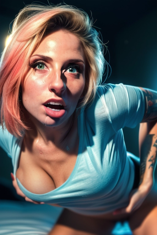 <lora:KpxWkLqox25_AngDoll:1>
, (female, toned, fit:1.2))), (cum on her),
open mouth, Full eyelashes, blue eyes, pink hair, high cheekbones, narrow hips, thin thighs,
((topless)), tattoo,
(((she is on the bed))), (((she is wearing a torn, ripped, cut t-shirt))), 5 fingers,
Ultra detailed face features, Ultra detailed skin features, Ultra detailed pouting full lips, Ultra detailed eyes features, Ultra , Ultra detailed features, (realistic hair texture:1.1), <lora:dpmg_fucked_from_behind:1>,
((she is being lifted and fucked by a sexy vampire_man)), brutal, beaten, grabbed, held, violent sex, (((raped_sex:1.2))), (((molested))),
Beautiful face,
( soft light, atmospheric lighting),
(((captured with a 85mm lens:1), (sharp focus), bokeh, bokeh lighting, ultra best quality, ultra high quality, ultra high resolution, ultra high realism, ultra high realistic, ultra high masterpiece 1.2, ultra cinematic effects, foreground focus, foreground lighting, ultra cinematic lighting, ((ultra perfect teeth)), ultra perfect accurate portrait, super ultra accurate, ultra detailed, ultra accurate detailed, surrealism, ultra unreal engine, intricate, epic, hyper realistic, ultra detailed photograph, detailed gorgeous face,
<lora:dpmg_3d_rendering:0.1>, <lora:epiCRealLife:1>,<lora:dpmg_add_detail:0.5>, <lora:epi_noiseoffset2:1>,
32k, HDR, highest quality, highest resolution, absurdres, smooth, (soft lines), (soft edges), (perfect edges), (soft lighting), (soft glow), (cinematic lighting), (cinematic composition), (photorealism:1.37), (masterpiece:1.72), --s 750 --v 5.2,