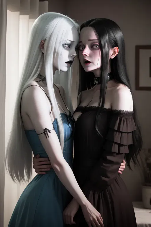 Samara from The Ring and Marianne from the horror series Marianne , having lesbian sex