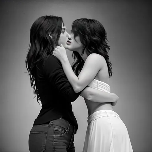 ((Dynamic poses of Couple 2 longhaired petite lesbian lovers in lesbian erotica: 1.6))
two lesbians with open mouths about to kiss tongue flick tongue to tongue each other scantily clad closed eyes firm breasts on a misty beach dramatic sky
((Charcoal abstract expressionism simple lines bargue Moody lighting: 1.5))
((Maisie Williams and Natalia Dyer))
