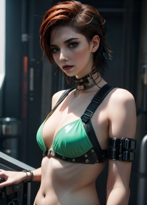 female, <lora:PN7xrGpnVMg_Caitlin:0.75>, (Hypnotized), (photo realistic:1.37), (magazine photoshoot), glistening skin, slender, emo, fair skin, pale skin, (detailed skin texture, goosebumps), (((auburn pompadour hair))), ((perfect lips)), (((perfect teeth))), ((bikini top with midriff jacket)),
(((Cyberpunk, Blade Runner))), ((wearing clear trench coat, see through)), (big open mouth), ((Cyberpunk 2077 makeup, circuitry)), (((cybernetics))), <lora:dpmg_cyber_hanfu:0.3>, <lora:dpmg_wet_hair:0.3>, looking sex AF
realistic colors,
natural lighting,
(best quality), <lora:dpmg_add_detail:0.3>, beautiful,(high resolution), (((masterpiece))), (uhd), (8k),