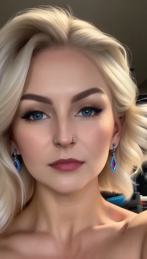 <lora:Pw9zBdMgx5o_Kallmekris_2:.7> Kris selfie blond hair til tok star kallmekris huge boobs cleavage tease