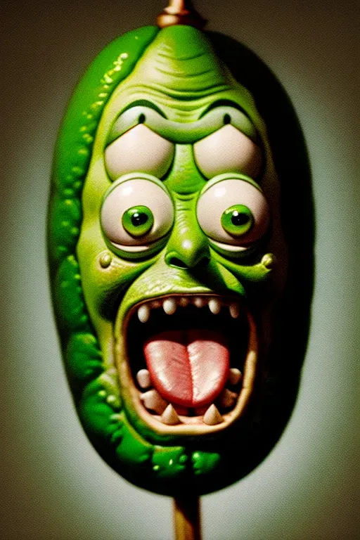 hyper-realism Photo of Pickle Rick from the rick and Morty show