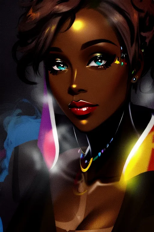 A digital painting of a black girl