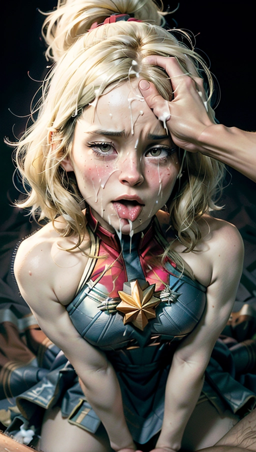 (((actress Brie Larson))), an pornographic portrait of, Brie Larson, ((as a Her character caption marvel)), ((most accurate photo of Brie Larson face)),
(Hypnotized), (photo realistic:1.37), (modern artwork), 1female, (perky tits, fit, athletic), glistening skin, pale skin, ((extremely messy hair in a bob cut
)), ((shocked confused expression on face)), (dark lighting), (((wearing a torn up captain marvel ball gown))), perfect tits, legs spread wide, showing pussy, tits out, arched back, ((looking right at the camera)), getting her hair pulled, (((showing her face to viewer))), ( crying tears, sobbing), ((half way undressed, exposing breasts)), (((on her back))), ((<lora:headpat:1>)), ((worst day of her life)), ((blushing)), (being black mailed), pulling her own top down to show the viewer her tits, (((grabbing the viewers arm))), cold nose, ((back pressed into bed)), ((holding mouth wide open for the viewer)), (((a man reaching out and grabbing her by the throat))), dpmg_pov_blowjob_v1, <lora:dpmg_licking:1>,
(((covered in cum))), ((dress ripped and torn)), messy hair, ((cum dripping out of her mouth)), (cum slut), cloths pulled off,
((best quality)), <lora:dpmg_add_detail:0.5>, beautiful,(high resolution), (((masterpiece))), (uhd), (8k), ((sharp focus)), <lora:plVOer6ObyM_epiCRealismHelper:1>