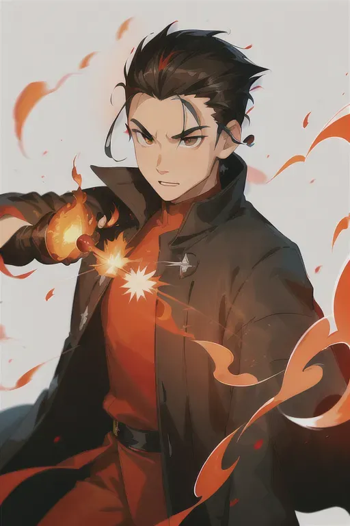 sam yang, 1male adult , brown eyes, hero returns, fire bender, black colored disney messy male short hairstyle , wearing red fire royality clothing, black smokey cloak , digital anime avatar the last airbender art, blue wispy flames around him, determined look in eyes, return from spirit portal journey, spirit portal in background ((masterpiece)) ((masterpiece)) <lora:dpmg_sam_yang:1>